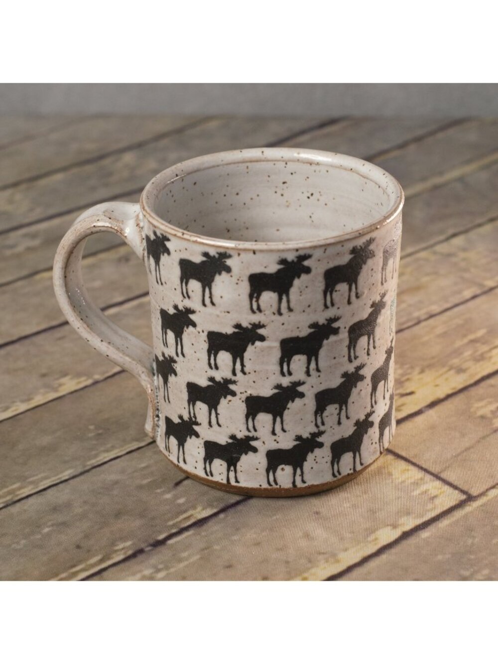 RED BISON STUDIO Multi Moose Mania Coffee Mug Hand Thrown 15 ounces CLEAN